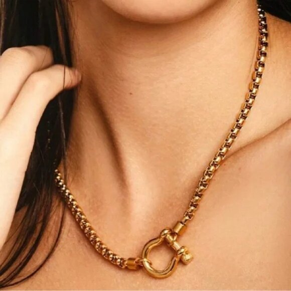 NWOT Gold Carabiner Necklace - Picture 1 of 3